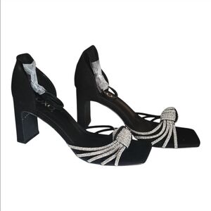 XOXO Elegant Flavian Black Heels with Rhinestones-Size 8 NWOT